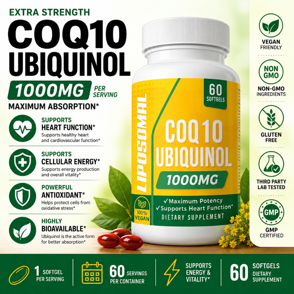 CoQ10 Ubiquinol 1000mg Vegan S - Coq10 Ubiquinol Softgel recension och pris